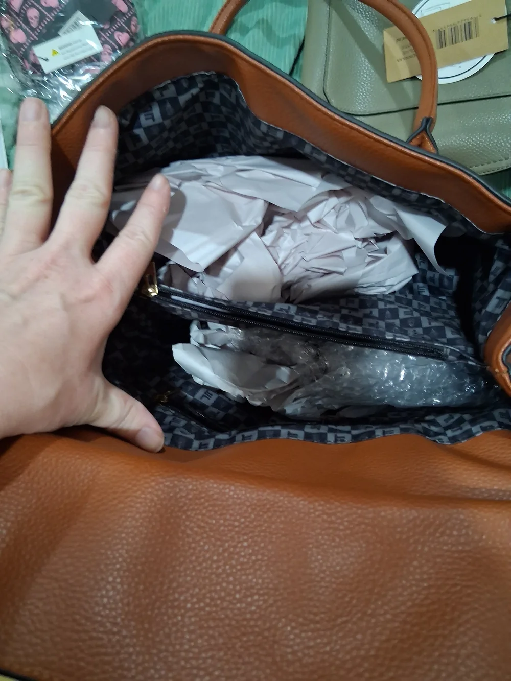 London Fog Cognac Faux Leather Tote